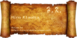 Hirn Klaudia névjegykártya